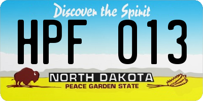 ND license plate HPF013