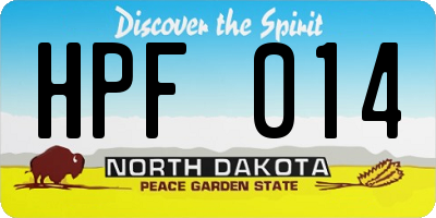 ND license plate HPF014