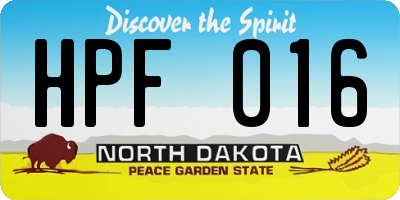 ND license plate HPF016