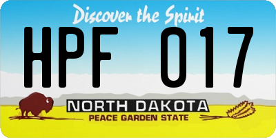 ND license plate HPF017