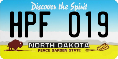 ND license plate HPF019