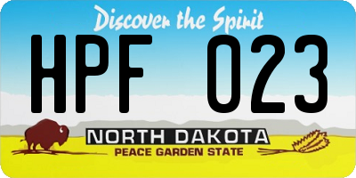 ND license plate HPF023