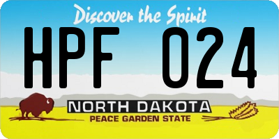 ND license plate HPF024