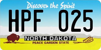 ND license plate HPF025