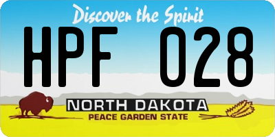 ND license plate HPF028