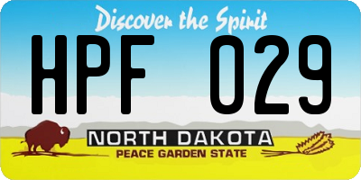 ND license plate HPF029
