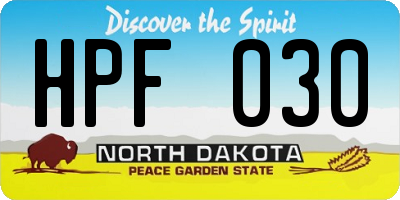 ND license plate HPF030