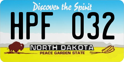 ND license plate HPF032