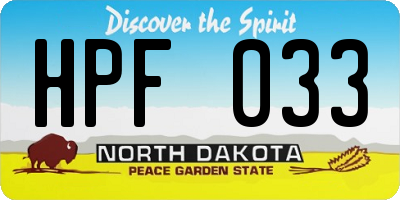 ND license plate HPF033