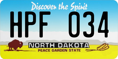 ND license plate HPF034