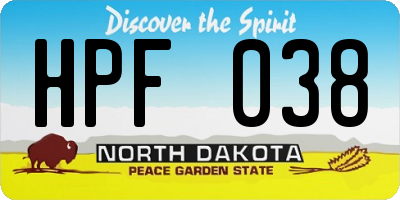 ND license plate HPF038