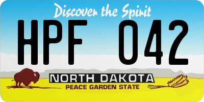 ND license plate HPF042