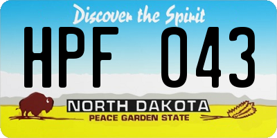 ND license plate HPF043