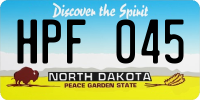 ND license plate HPF045