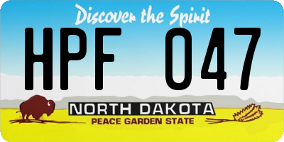 ND license plate HPF047