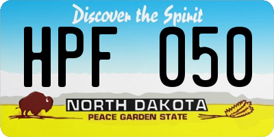 ND license plate HPF050