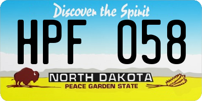 ND license plate HPF058