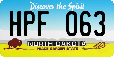 ND license plate HPF063