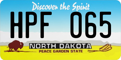 ND license plate HPF065