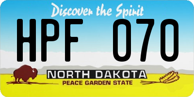 ND license plate HPF070