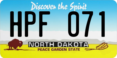 ND license plate HPF071