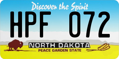 ND license plate HPF072