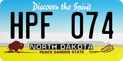 ND license plate HPF074