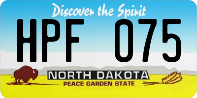 ND license plate HPF075