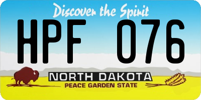 ND license plate HPF076