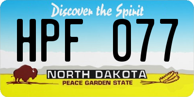 ND license plate HPF077