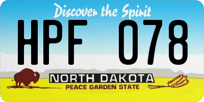 ND license plate HPF078