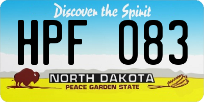 ND license plate HPF083