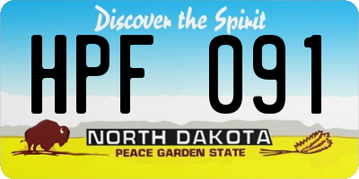 ND license plate HPF091
