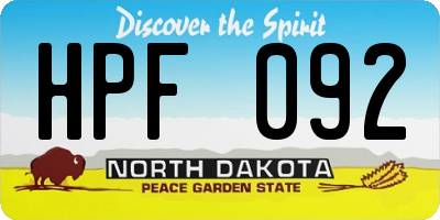 ND license plate HPF092