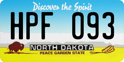 ND license plate HPF093