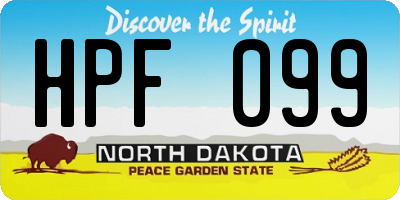 ND license plate HPF099