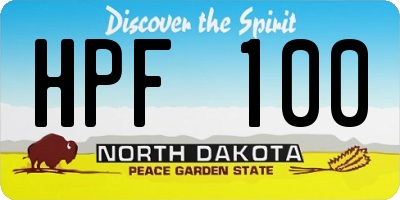 ND license plate HPF100