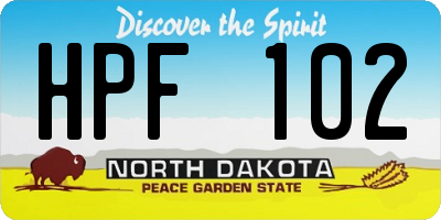 ND license plate HPF102