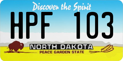 ND license plate HPF103