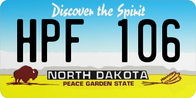 ND license plate HPF106