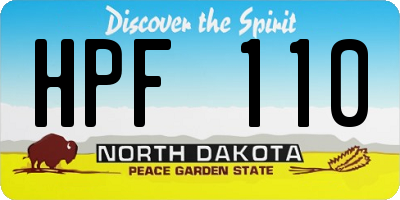ND license plate HPF110