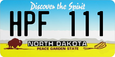 ND license plate HPF111