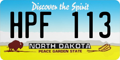 ND license plate HPF113