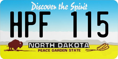 ND license plate HPF115