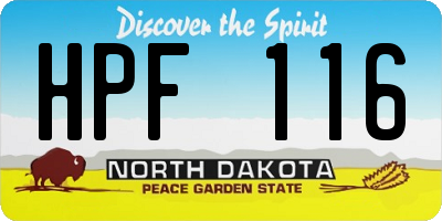 ND license plate HPF116
