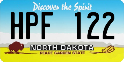 ND license plate HPF122