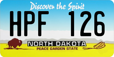 ND license plate HPF126