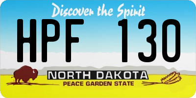 ND license plate HPF130