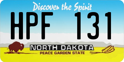 ND license plate HPF131