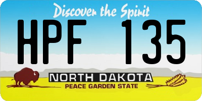 ND license plate HPF135